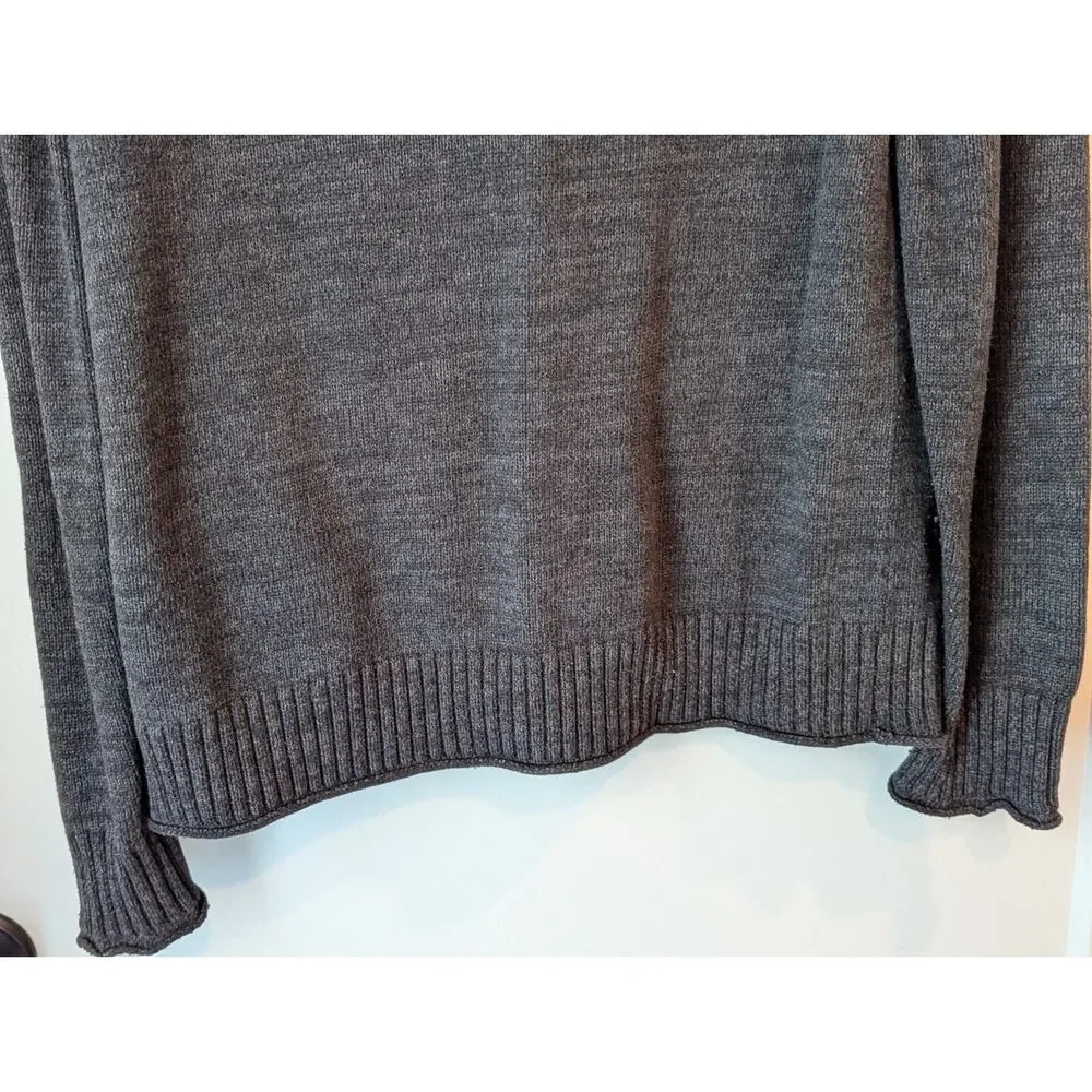 Gap Mens Large Sweater Zip Cardigan Charcoal Gray Cotton Blend W/Silk